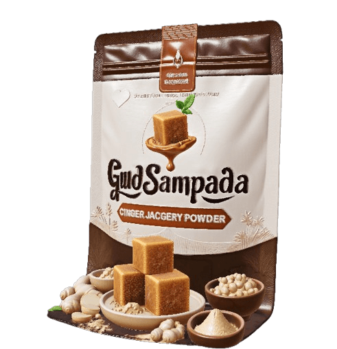 GudSampada Ginger Jaggery Powder packaging pouch front